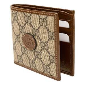 Gucci Interlocking G Leather Emblem Supreme Canvas Bifold